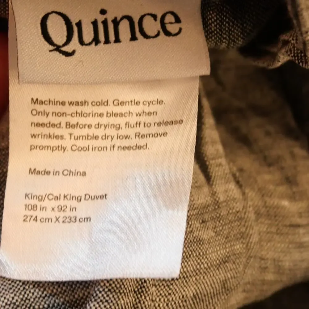 NEW Quince European Linen Duvet Cover + Shams Charcoal Chambray KING CALIF KING